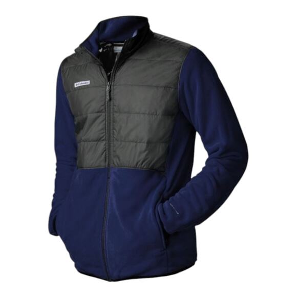 Columbia Basin Butte Navy Blue And Grey Fleece Full Zip Jacket Mens Size 2XL NEW - Picture 1 of 11